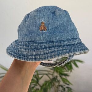 Baby Gap Denim Bucket Hat with Bear Embroidery